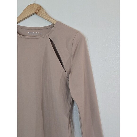 Abercrombie & Fitch Soft A&F Tan Bodysuit Size Large Cutout Long Sleeve Nude - Picture 2 of 9
